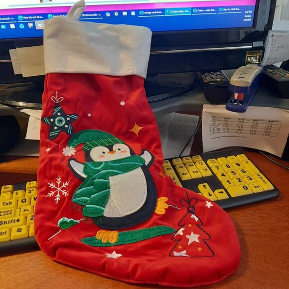 unbranded Other - NEW ! Christmas Stocking Bird Christmas Party Decorations Red Colorful 21 Inch